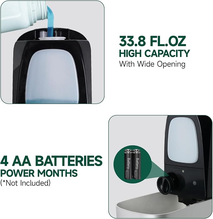 Commercial Automatic Soap Dispenser Large 34oz/1000ml Capacity Wall-Mounted - Image 4