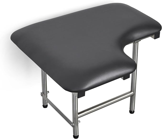 32" x 22.5" Black Padded Wall Mount Folding Right-Handed Transfer Bench Shower - Image 5