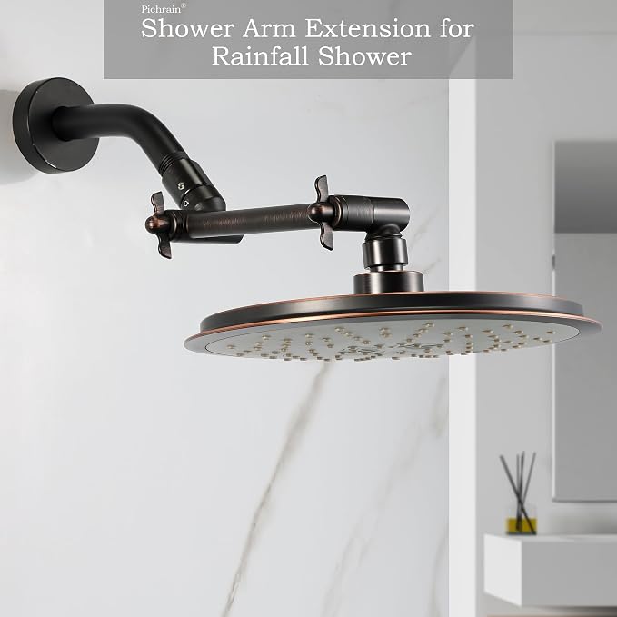 6 Inch Adjustable Shower Head Extension Arm, All-Metal Shower Arm Extender - Image 4