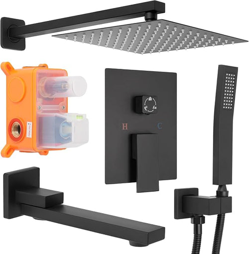 12 inch Square Shower Head and Handheld Set, Gasecoet Shower System by Gasecoet