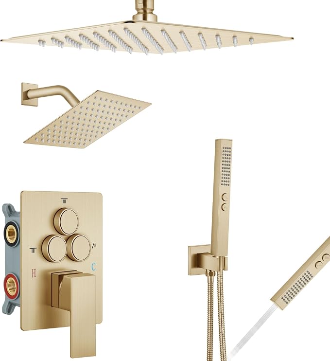 Aolemi Shower Faucet Set Ceiling Mount Shower System Rough-in Valve and Shower by Aolemi