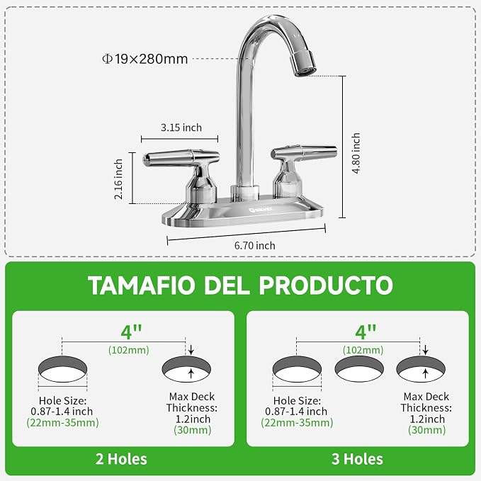 SOLVEX 2 Handle Bathroom Faucet 4 Inch Centerset Bathroom Sink Faucet, 3 Hole - Image 5