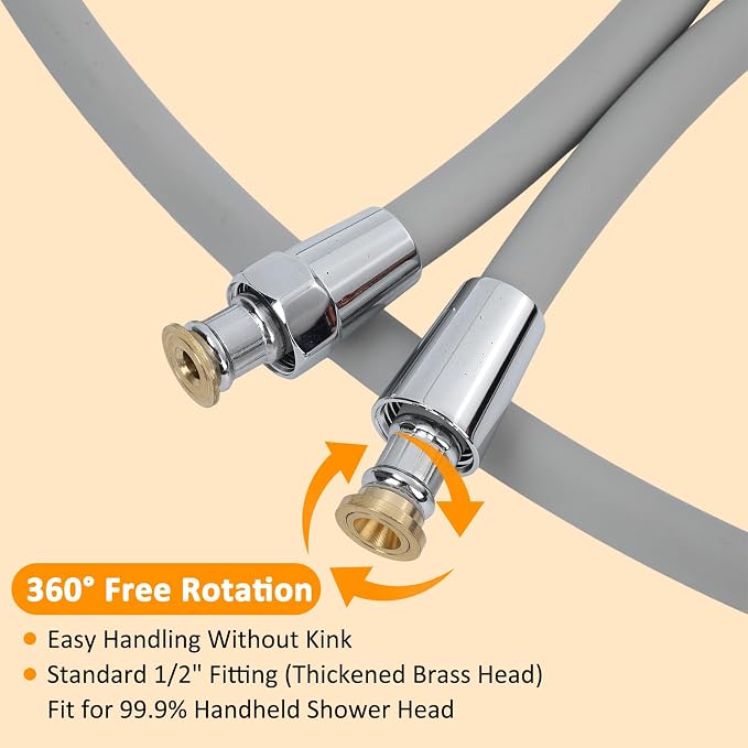 59 Inches Shower Hose Ultra-Soft Silicone Shower Hose Extension Anti-Kink - Image 3