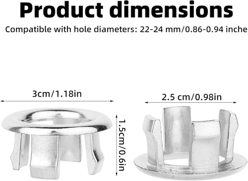 10 Pcs Sink Overflow Ring Cover, Chrome Bathroom Sink Overflow Trim Ring Cap - Image 2