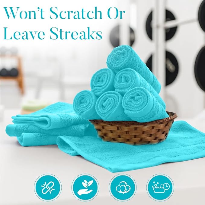 DAN RIVER 12-Pack Premium 100% Cotton Aqua Face Towels – Reusable Face Towel Set - Image 6