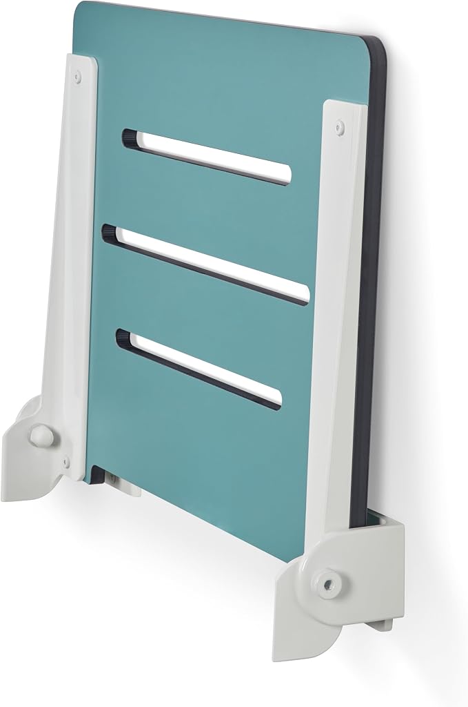 18 inch Silhouette Slimline Folding Wall Mount Shower Bench Seat, Teal Seat - Image 10