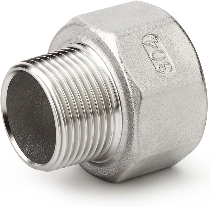 TAISHER 1PCS 304 Stainless Steel Pipe Fitting, 1-1/4" NPT Male x 2" NPT Female - Image 3