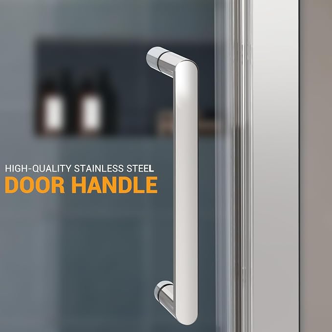 Bathroom Shower Glass Door 45.4"-47" W×76" H, Single Sliding Shower Door - Image 4