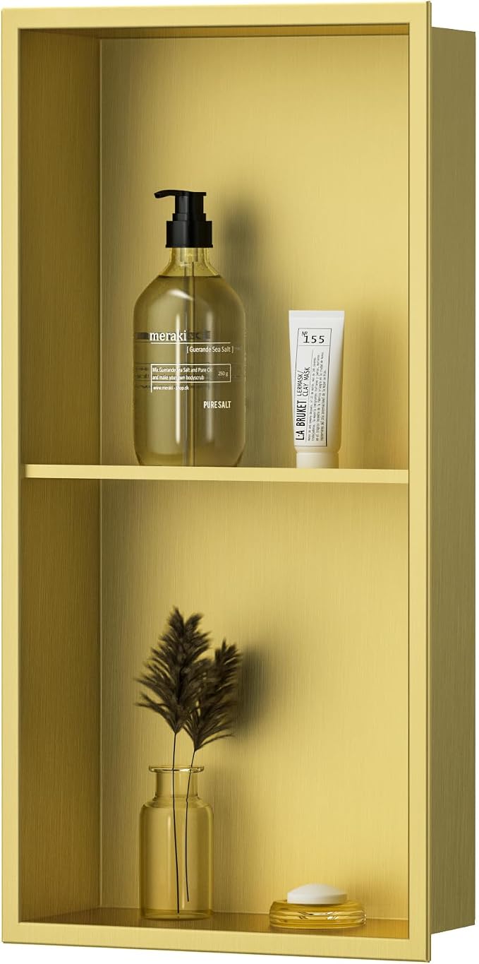 Neodrain Shower Niche Double Shelf Stainless Steel No Tile Needed Bathroom by Neodrain