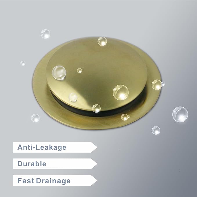 Gold Brushed Tub Drain Stopper, Universal Pop Up Bath Drain Plug Bathtub Drain - Image 4