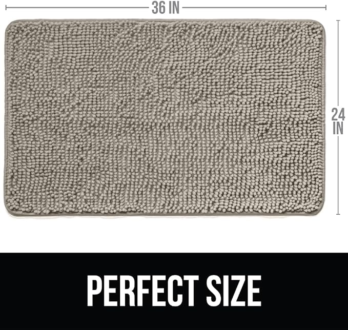 KANGAROO Bathroom Rugs, Chenille Soft Absorbent Bath Rug, Shaggy Shower Mat - Image 2