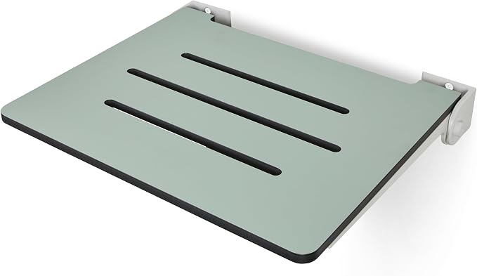 18 inch Silhouette Slimline Folding Wall Mount Shower Bench Seat, Sea Green Seat - Image 6