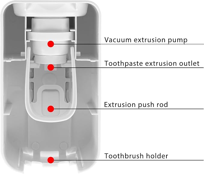 2 Slot Plastic Toothbrush Holder and Toothpaste Dispenser Wall Mounted - Image 3