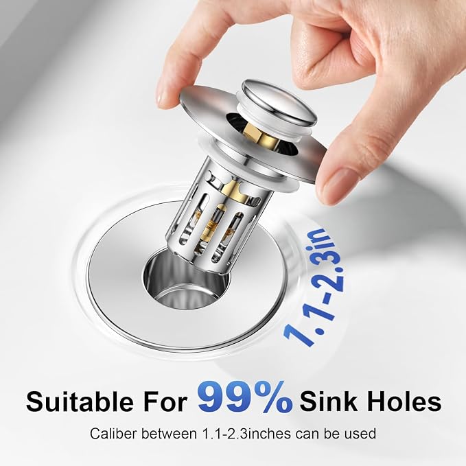 Bath Universal 2-in-1 Bathroom Sink Stopper, Pop-up - Image 4