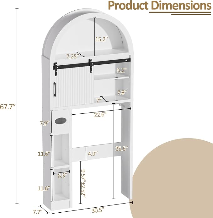 Spurgehom Over The Toilet Storage Cabinet, Bathroom Shelf Organizer Freestanding - Image 2