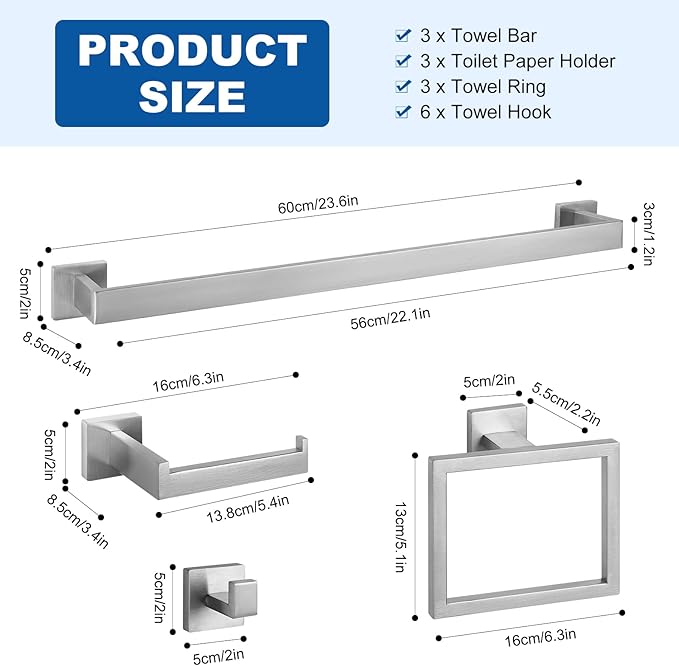 Cilee 10-Pieces Bathroom Hardware Set - Image 2