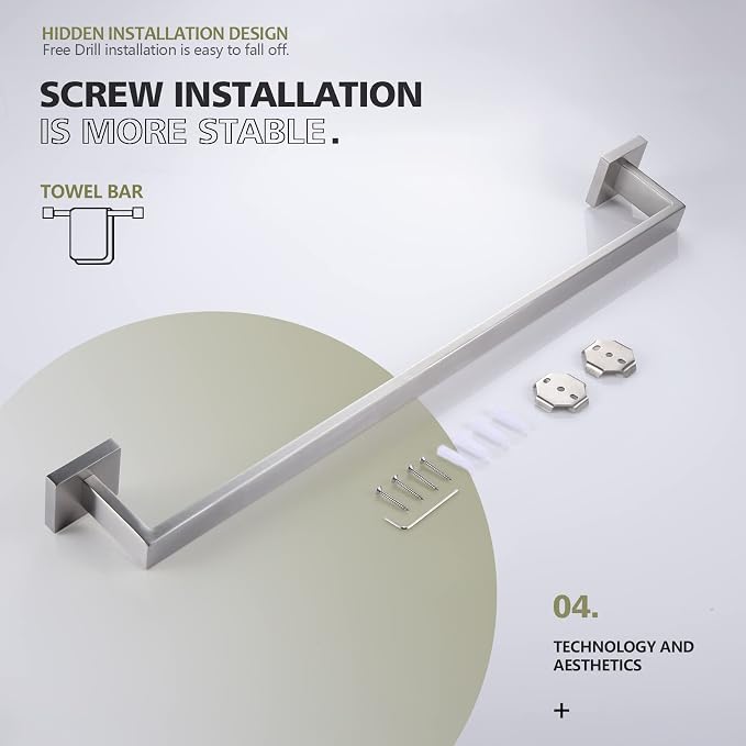 KOKOSIRI 24-Inch Single Towel Bar, Bathroom Kitchen Towel Holder, Wall Mounted - Image 6