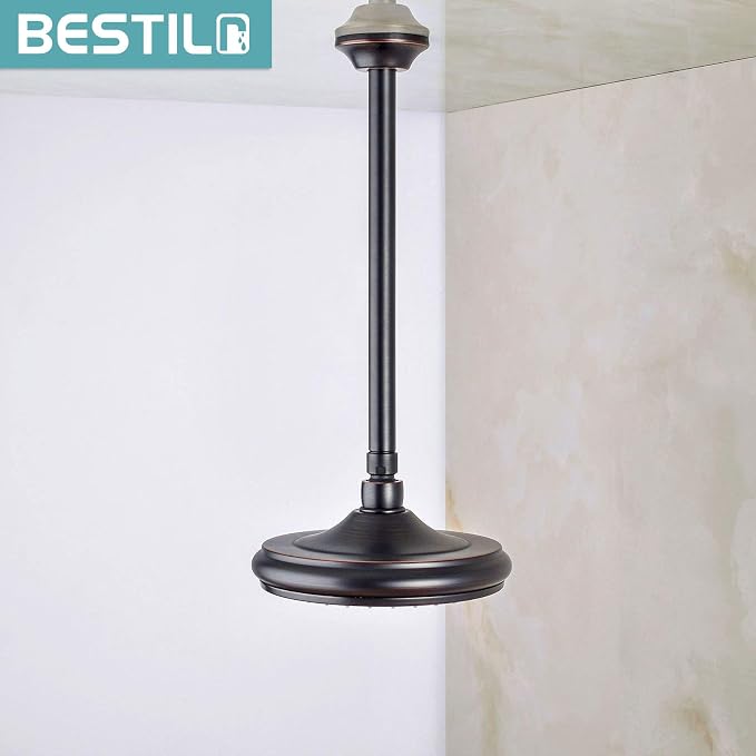 BESTILL 12 Inch Ceiling Mount Rain Shower Head Arm and Flange, Oil Rubbed Bronze - Image 2