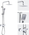 Shower Faucet Set 8" Square Shower Head 3 Function Thermostatic Rainfall Shower by LFGUD