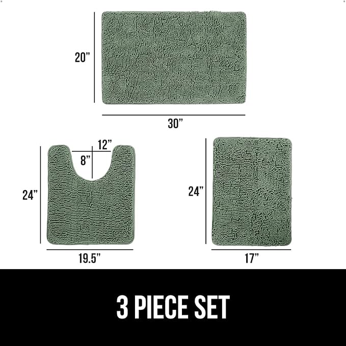 GORILLA GRIP Bathroom Rug Sets 3 Piece, Bath Mat Set and Oval Toilet Base - Image 2