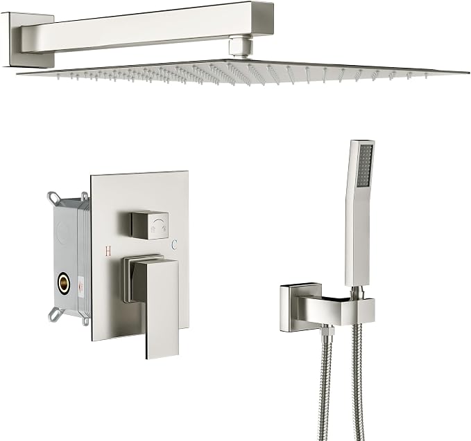 Lordear Rain Shower System 10 Inch Faucet Set Brushed Nickel Finish Stainless by LORDEAR