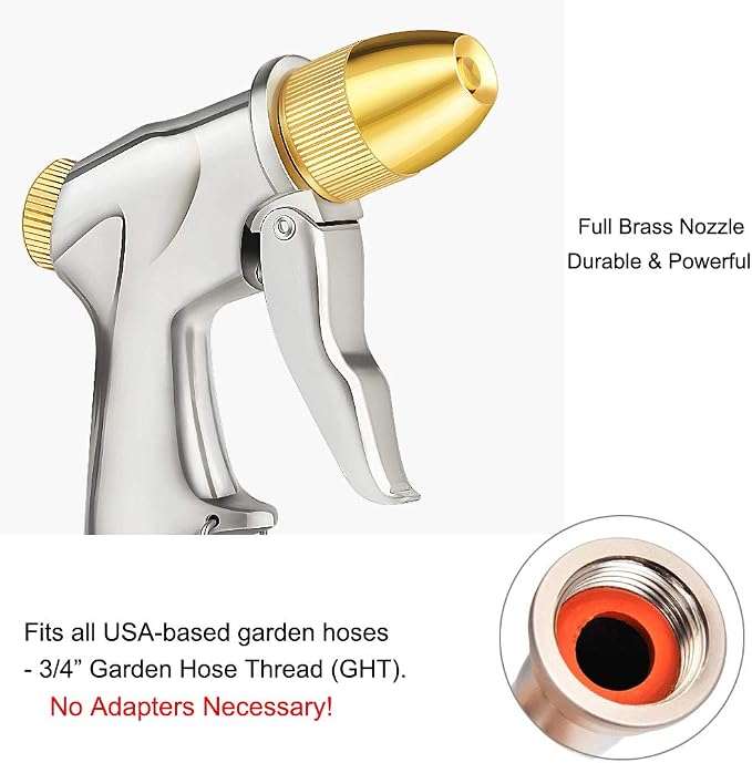 FANHAO Upgraded Garden Hose Nozzle Sprayer, 100% Heavy Duty Metal Handheld - Image 7