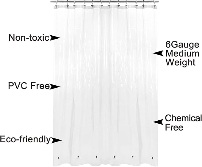 Barossa Design Extra Long Shower Curtain or Liner 72x80-6 Magnets on Bottom - Image 4