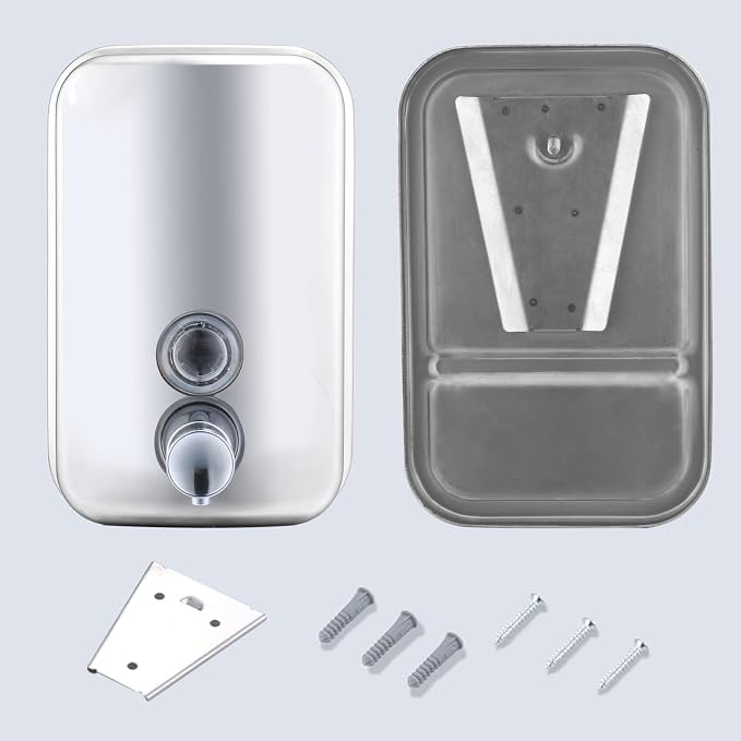 Commercial Soap Dispenser Wall Mount Stainless Steel Manual Liquid Pump - Image 6