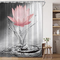 Lotus Shower Curtain Black White Grey Red Flower Elegant Blooming Floral by showercurtain