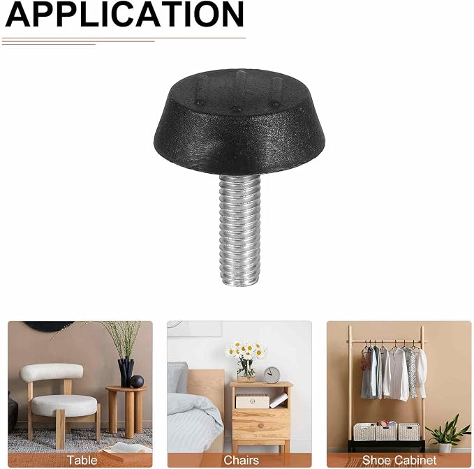 M6x20x25mm Screw on Furniture Glide Leveling Feet - Image 4