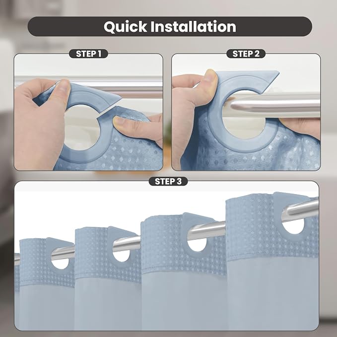 Inhousolu Long No Hook Shower Curtain - Image 3