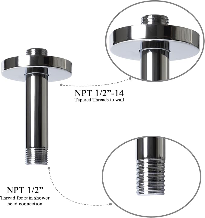 4 Inch Shower Arm with Flange, Ceiling Mounted Shower Head Extension Arm - Image 4