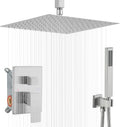 16 Inch Brushed Nickel Ceiling Mount Shower System Bathroom Luxury Rain Mixer by YCAIKOI