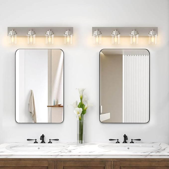 IZORRO Bathroom Vanity Light Fixture, 4-Light 27.5 Inch Brushed Nickel Bathroom - Image 6