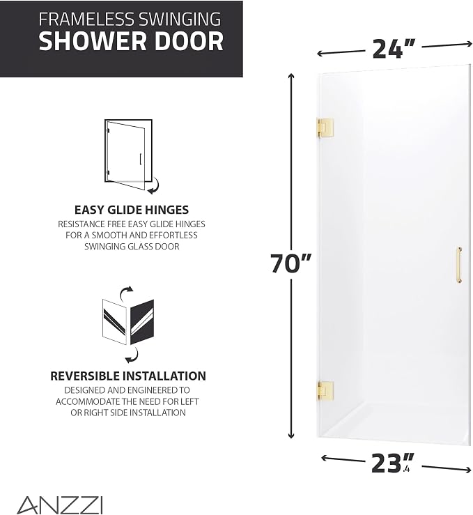 ANZZI 70" x 24" Frameless Frosted Shower Door in Brushed Nickel, Passion Water - Image 8
