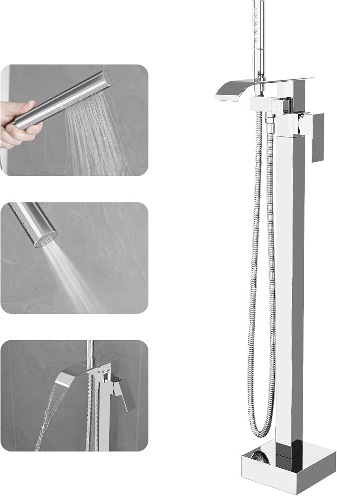 RUMOSE Tub Filler Freestanding Bathtub Faucet Polished Chrome Floor Mount Tub by RUMOSE