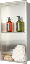 Stainless Steel no Tile Needed Metal Niche, Double Shelves，Stainless Steel by IKITRAEE