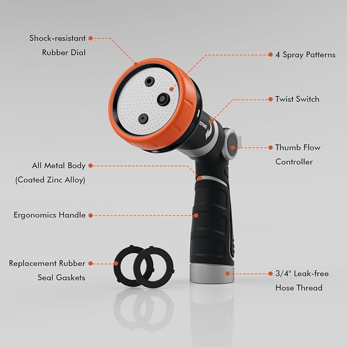 RESTMO 2-IN-1 Garden Hose Nozzle, Heavy Duty Metal Water Hose Nozzle - Image 8