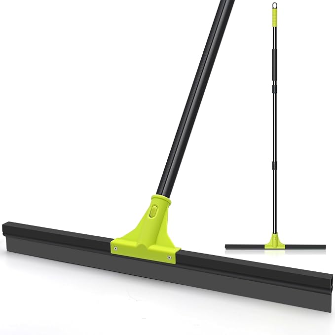 Floor Squeegee Heavy Duty, 24” Rubber Foam Water Scraper Broom, Epoxy Wiper Mop by TidyBliss