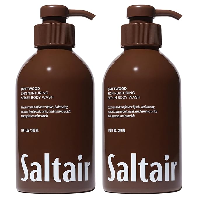 Saltair Body Wash, Driftwood 2-Pack. Moisturizing Body Cleanser by Saltair