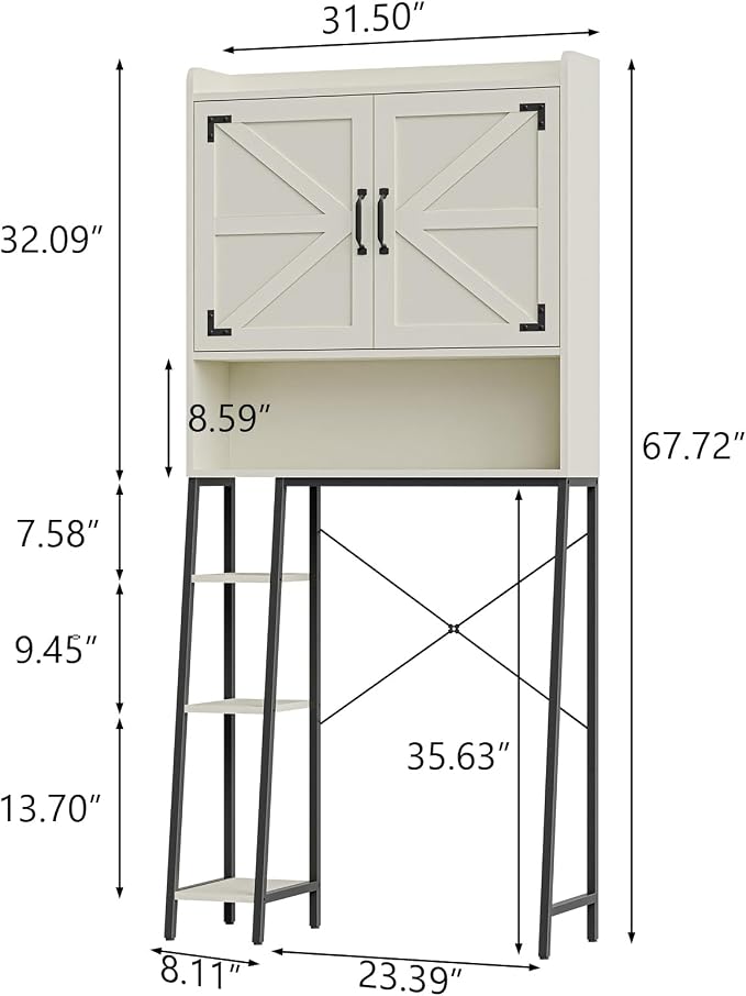 Vabches Over The Toilet Storage Cabinet, Farmhouse Storage Cabinet Over Toilet - Image 2