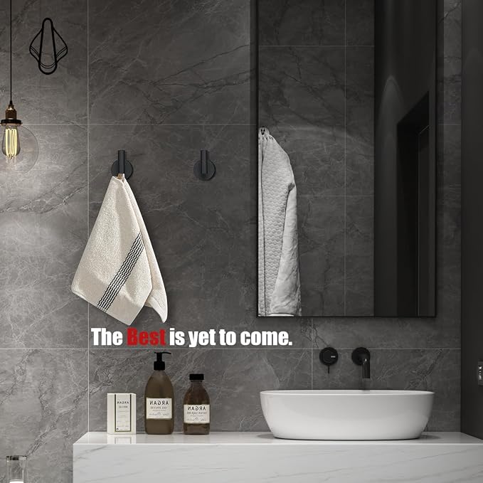 JQK Self Adhesive Towel Hook Black, No Drill Stick on Coat Robe Clothes Wall - Image 4