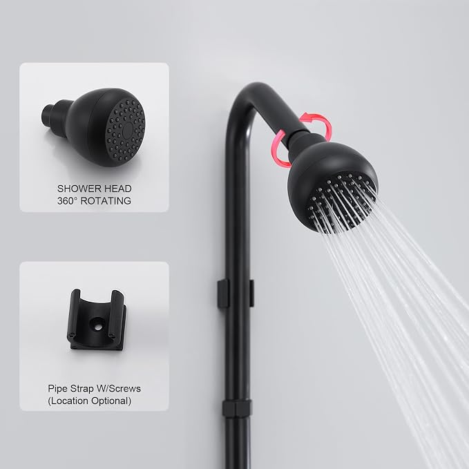 Outdoor Shower System, Matte Black Single Handle Outdoor Shower Faucet - Image 4