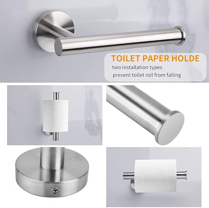 Cilee 8 Piece Brushed Nickel Bathroom Hardware Set, 24inch Bathroom Towel - Image 4