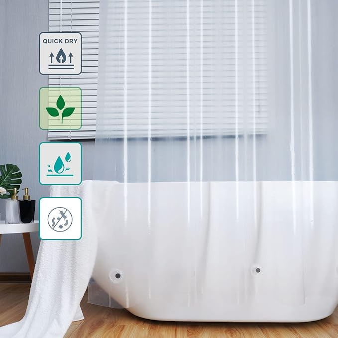 AooHome Eva Clear 48x72 Inches Shower Curtain Liner, See Through Clear 8G - Image 2
