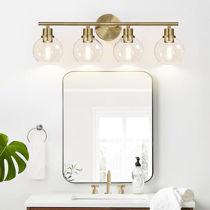 2024 Upgrade 4-Light Bathroom Light Fixtures, Brushed Brass Bathroom Lights - Image 7