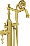 Brushed Gold Bathtub Faucet Freestanding Tub Filler High Pressure Single Handle by Kroias