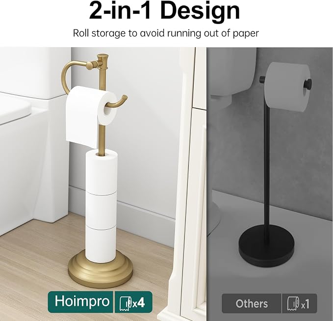 Hoimpro 25" Toilet Paper Roll Tissue Holder Free Standing - Image 3