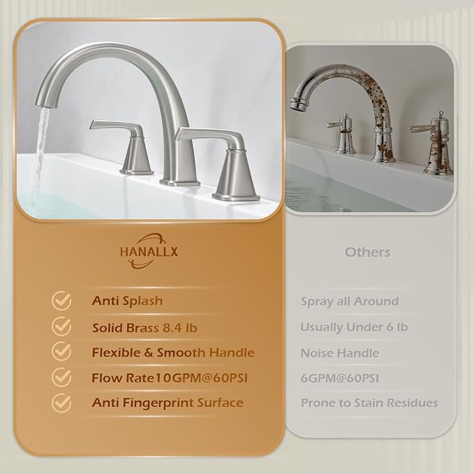 Brass Bathtub Faucet Roman Tub Faucet Gooseneck Tub Filler, Brushed Nickel - Image 6