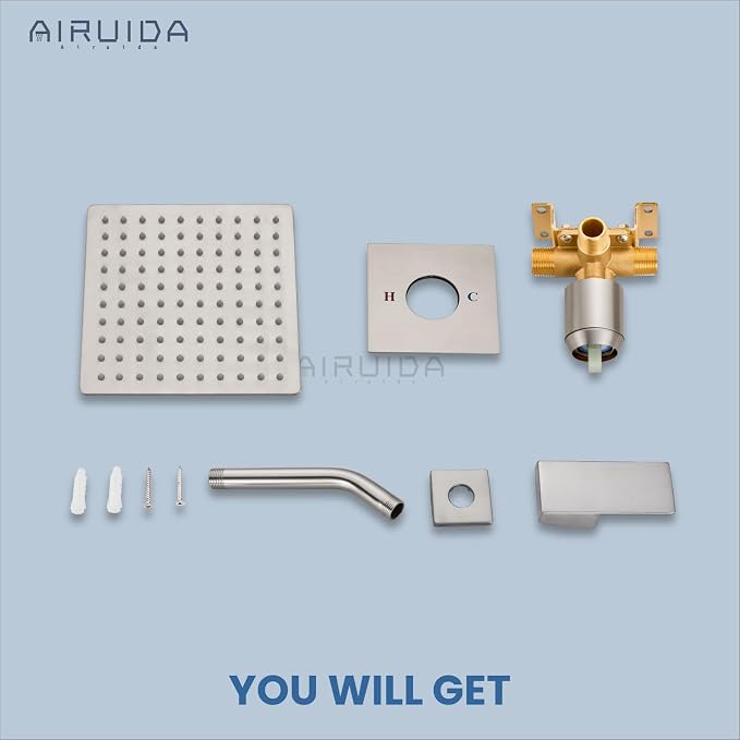 Airuida Shower Faucet Set Bathroom Rain Shower System SUS304 Stainless Steel - Image 9